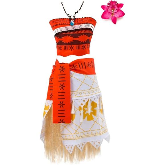 Hawaiian Hula Princess Halloween Cosplay Costume Size Medium Necklace Hula Skirt - Picture 1 of 6